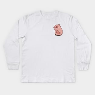 Embroidered Waddles Kids Long Sleeve T-Shirt